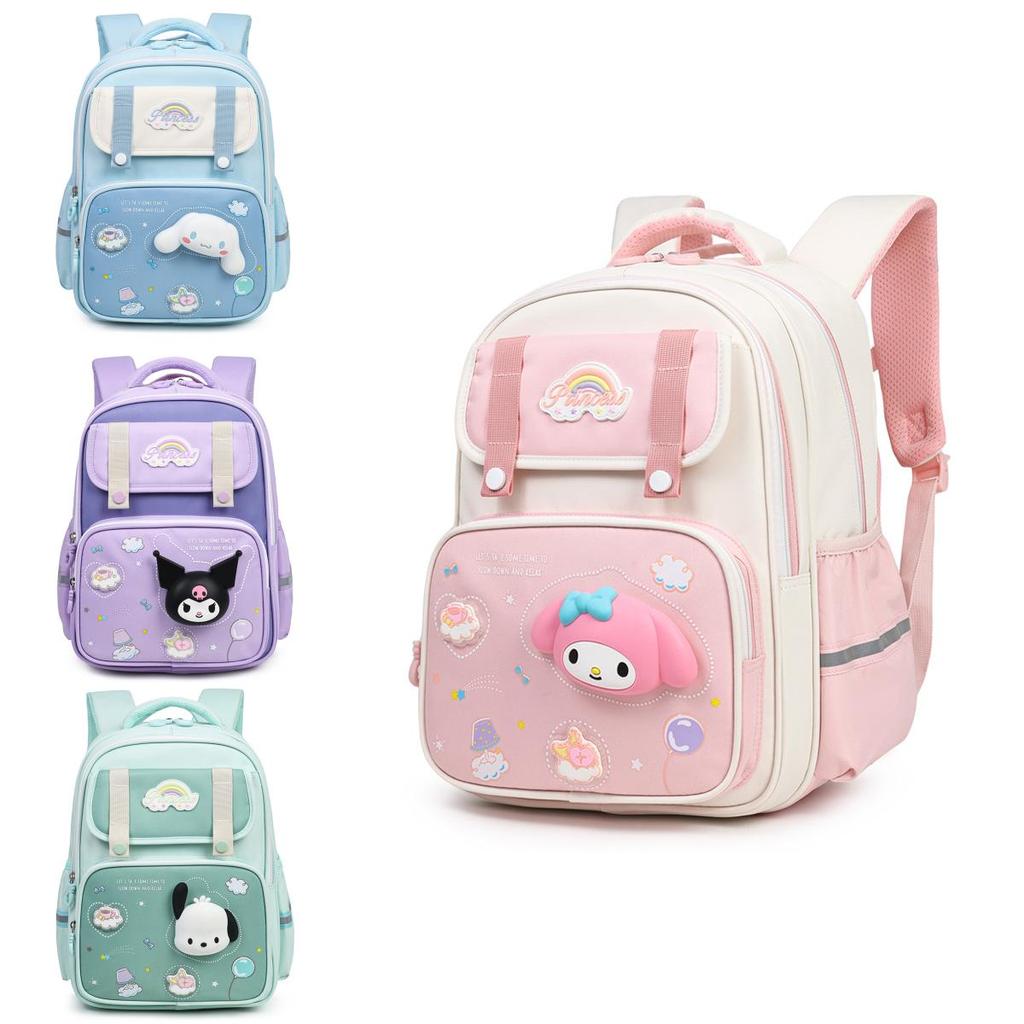 Sanrio Cinnamoroll Dětský batoh pro dívky na základní škole z lehkého oxfordského materiálu s kresleným designem pro školní použití