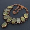 Flourite Copper Electroformed Necklace with Adjustable Chain, Handmade Gemstone Jewelry Necklace For Memorial Day