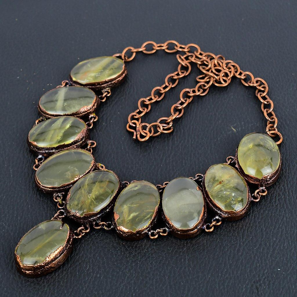 Flourite Copper Electroformed Necklace with Adjustable Chain, Handmade Gemstone Jewelry Necklace For Memorial Day