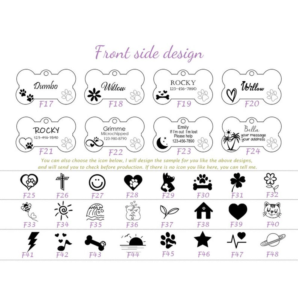 Personalized Customized Cute Pet Name Tag Stainless Steel Pet Cat And Dog Name Card Pet Collar Pendant Name Tag
