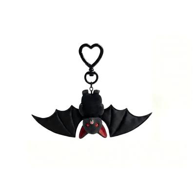 Creative Bat Keychain with Heart Shaped Clip Soft PVC Material Lightweight Bat Figure Key Holder Bag Pendant for Daily Use