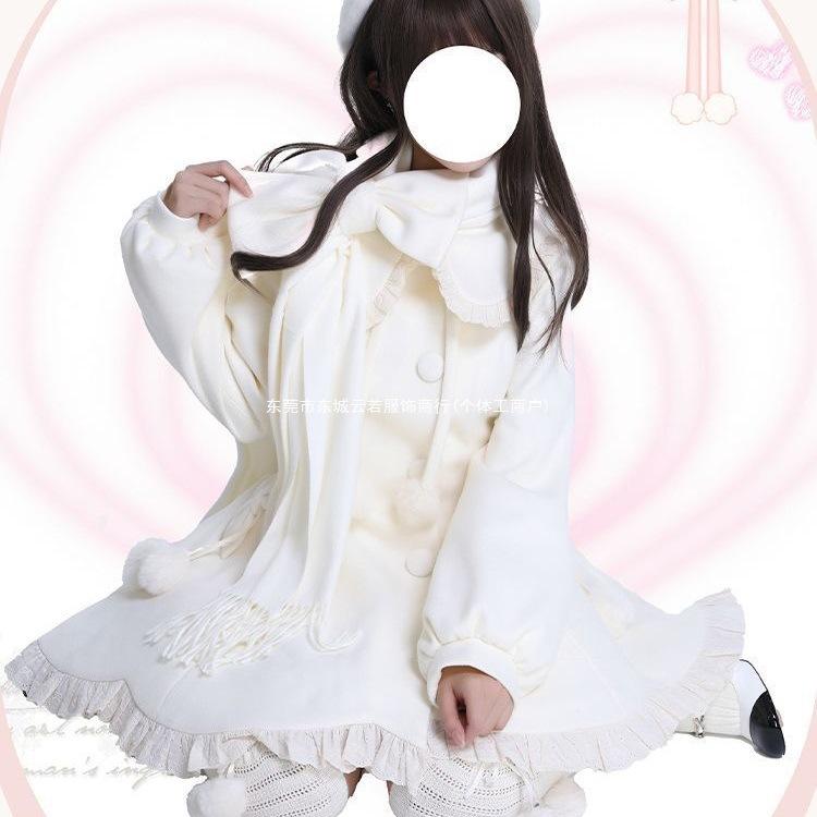 Japanese Kawaii Lolita Lace Patchwork Sweet Dress Coat Women Y2k Aesthetic Contrast Color Dresses Single Breasted Party Vestidos