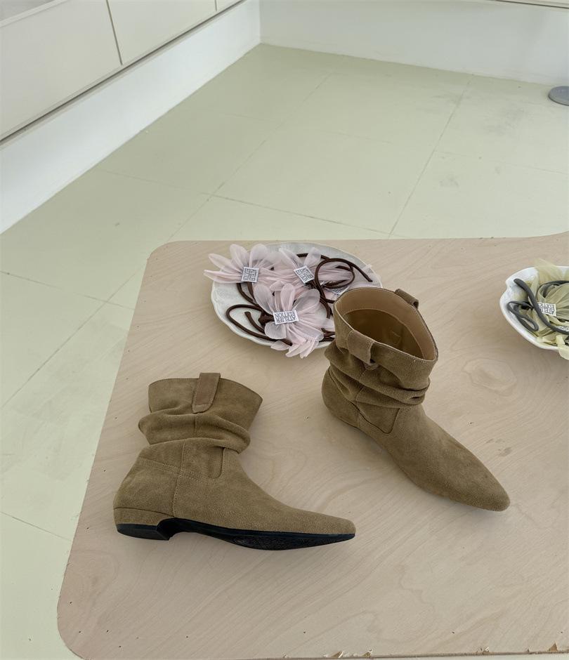 

Height-increasing Birkenstocks short boots women s 2025 spring and autumn new autumn and winter French retro stacking boots knight boots 39 верблюд