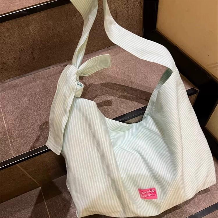 Large Capacity Mint Green Tote Bag New Lazy Canvas Bag Simple Commuter Shoulder Messenger Bag