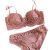French Lace Gathering Underwear Half Cup Embroidery Soft Steel Ring Bra Thin Cotton Big Chest Small Sexy Bra