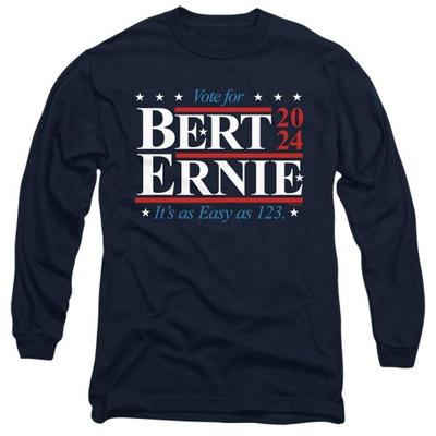 Sesame Street Unisex Adult Bert Ernie For President 123 Vote Long-Sleeved T-Shirt