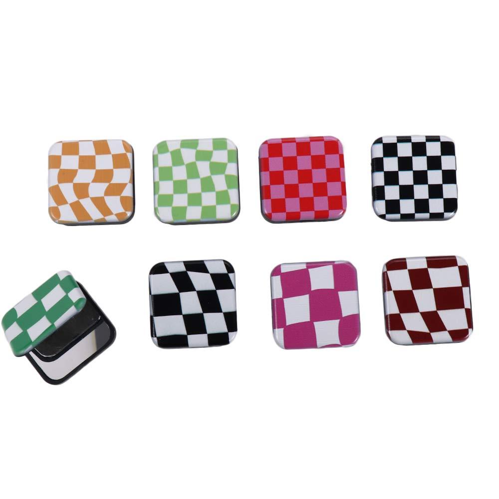 Finger Grip Women Girls Personalized Plaid Mirror Cosmetic Mirror Phone Stand Holder Makeup Mirror