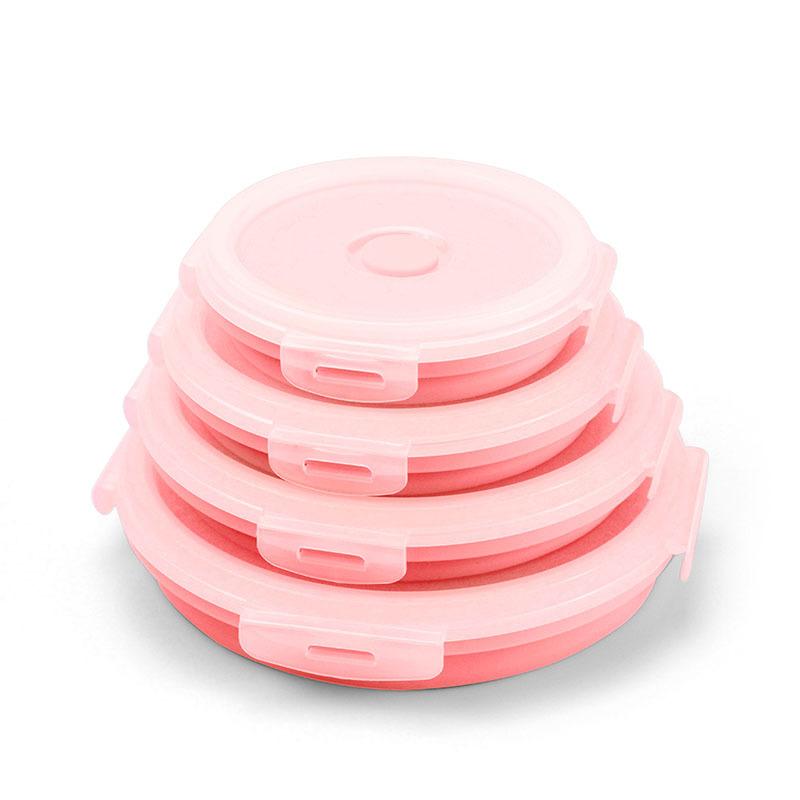 Foldable silicone microwave lunch box, round refrigerator storage box, food storage container, lunch container
