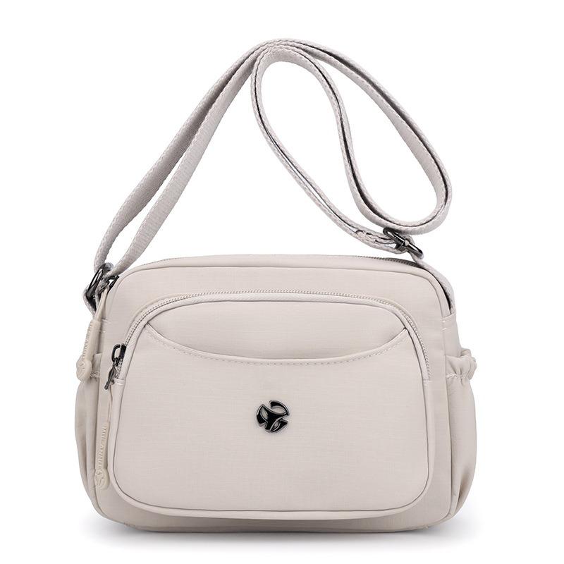 Solid Color Mobile Phone Bag Messenger Bag Small Bag Nylon Simple Middle and Old Trend Multi-layer Zipper Shoulder Bag Change Bag