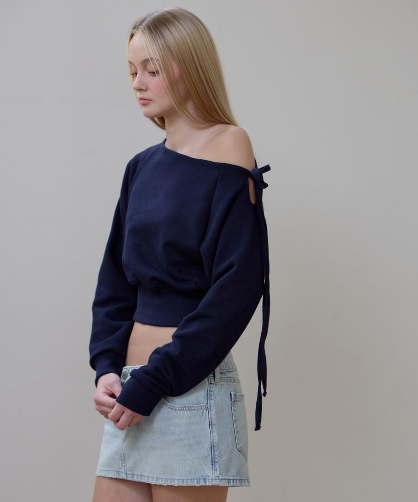 Rosefranz Wide Off-Shoulder Sweatshirt [Navy]