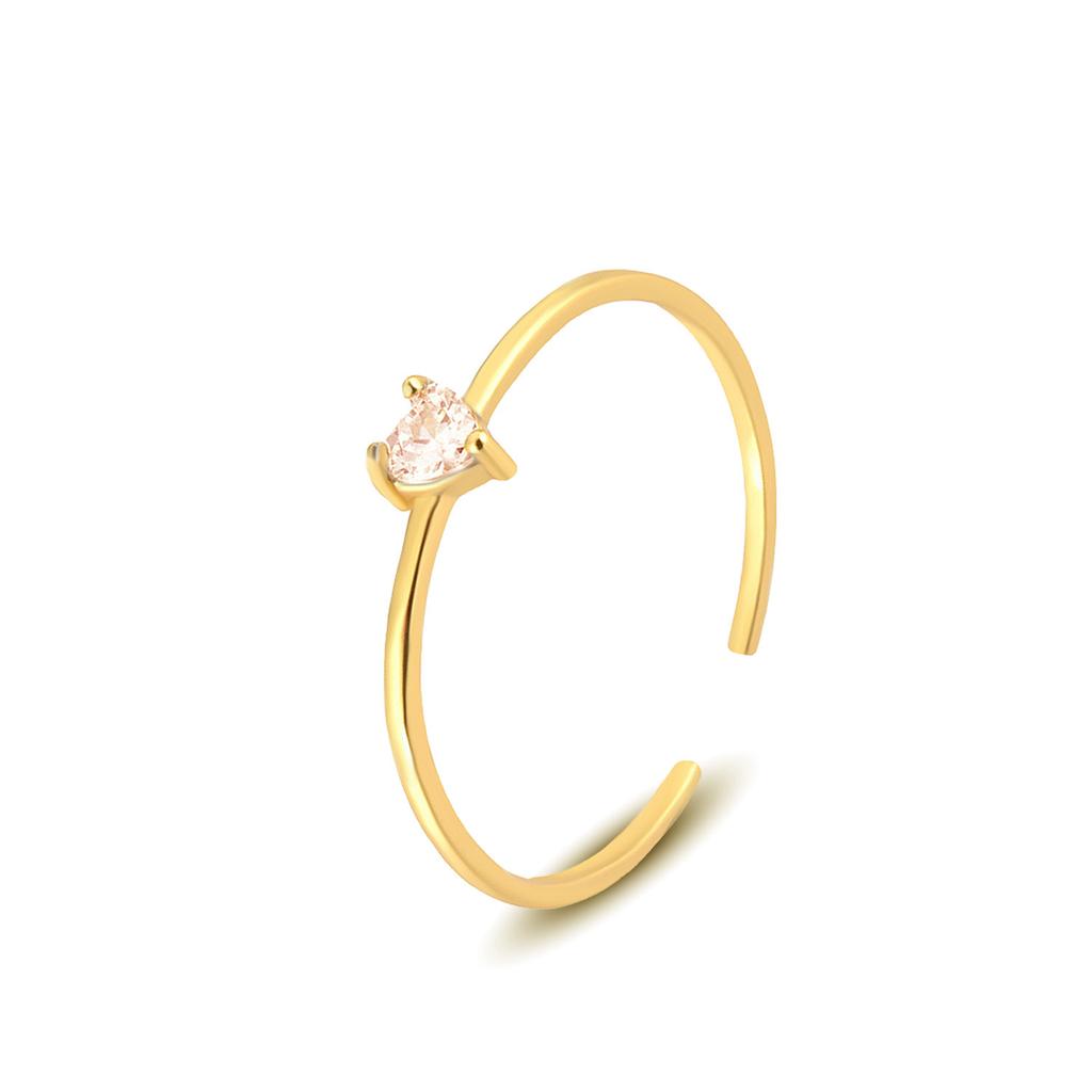 Damila Jewelry  Minimalist Adjustable Open 925 Silver 18K Gold Plated Cubic Zirconia Birthstone Rings for Women