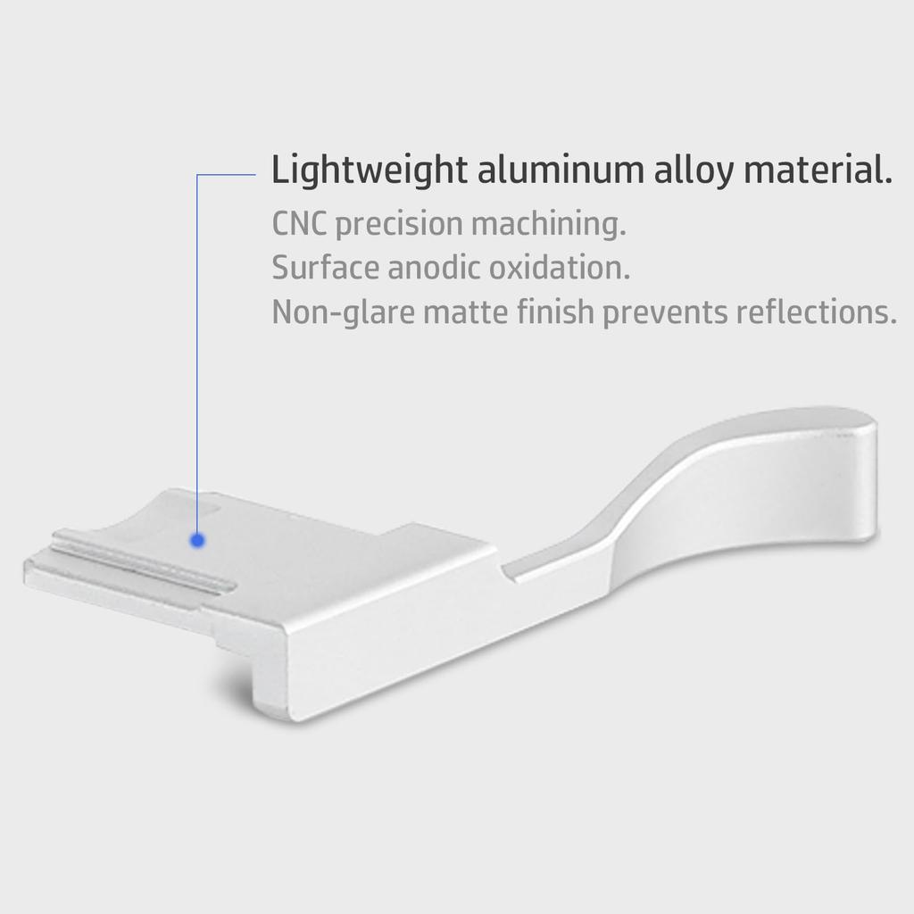 Haoge Metal Hot Shoe Rest Hand Grip for Fujifilm X100VI and X100V Silver THB-X2S Thumb-Up Cameras,