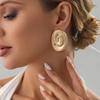 IngeSight.Z Retro Gold Color Spiral Big Stud Earrings for Women Personalized Exaggerated Fashion Party Jewelry Holiday Accessory