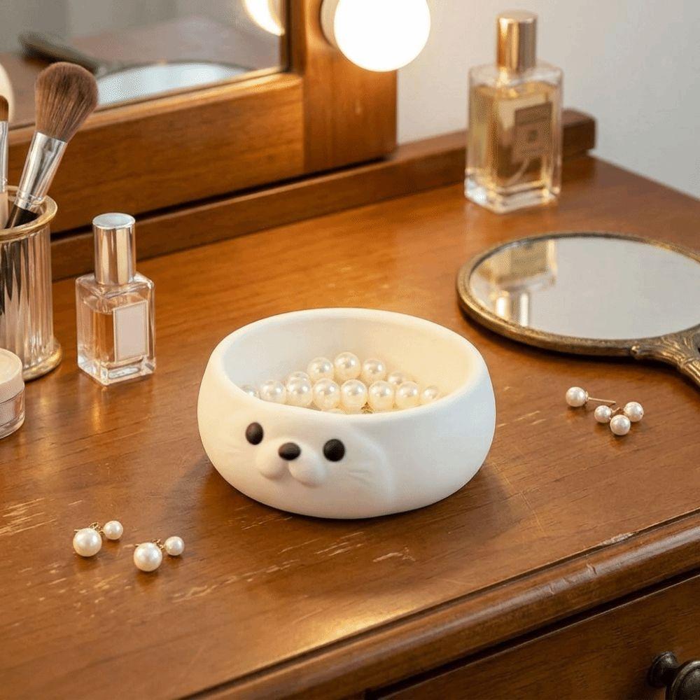 Seal Shaped Jewelry Storage Tray 3D Printing Creative Entrance Key Tray Plastic Earrings Ring Display Dish Living Room