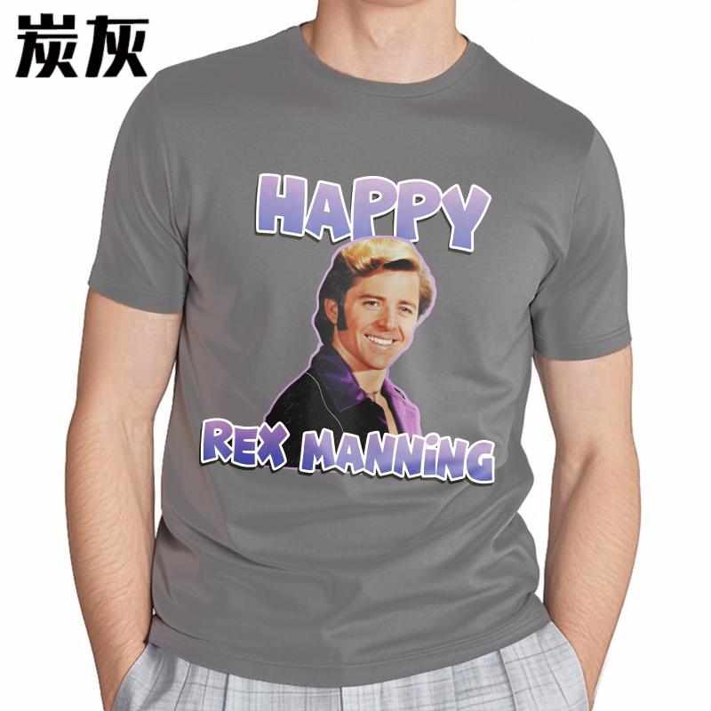 Black Summer For Him Tshirt Happy Rex Manning Portrait Design Short Sleeve Solid Color Round Neck Tshirt Male Workout Tshirt