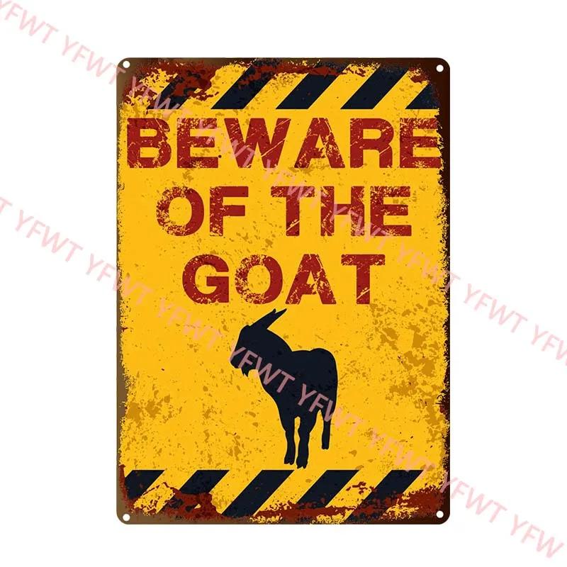 BEWARE OF Rabbit Retro Plaque Metal Tin Signs Garden Decoration Mouse Monkey Wall Stickers Kraken Plate Animal Warning Sign