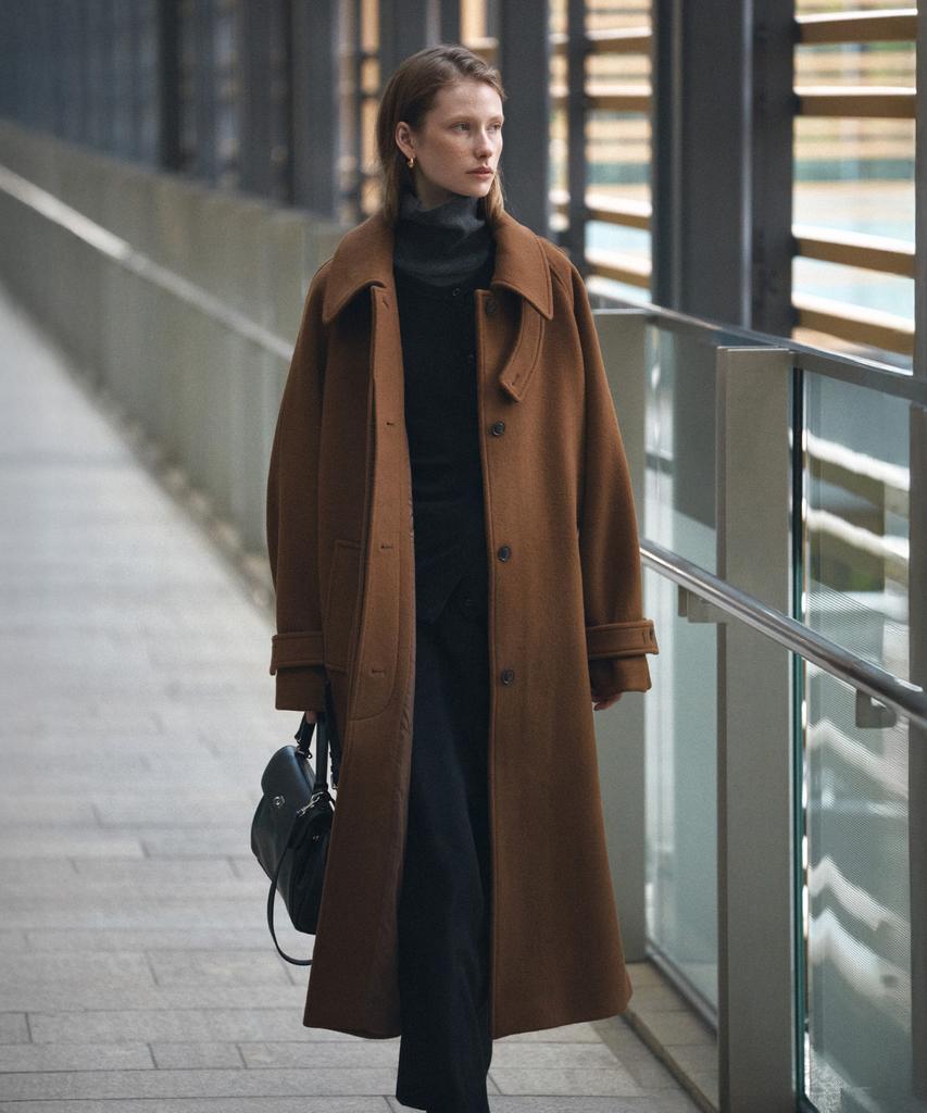 Siyazu Siot4128 Cashmere Blend Balmacaan Coat_Brown