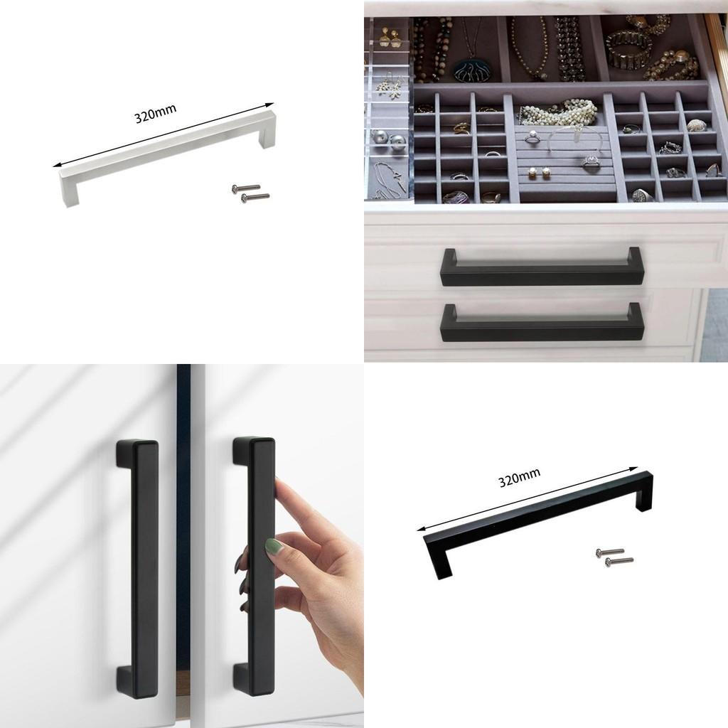 Black And Silver Modern Drawer Handles With Satin Texture For Wardrobes And Kitchen Cupboards