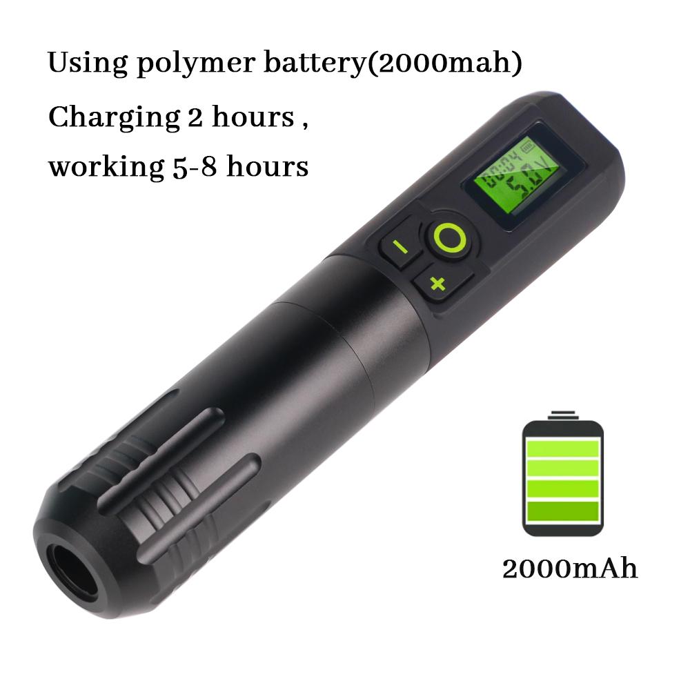 Täielik juhtmevaba tätoveerimismasina komplekt koos 2000 mAh LED-tätoveeringu akuga, 20 tk kasseti nõelad kehakunsti püsimeigikomplekti jaoks