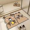 Cute Bathing Capybara Shaped Bath Mat, Kawaii Cartoon Non-slip Absorbent Washable Bathroom Shower Floor Rug