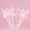 10pcs Pink Striped Bow Paper Straws, Disposable Drinking Straws for Birthday, Wedding, Baby Shower Party Decorations
