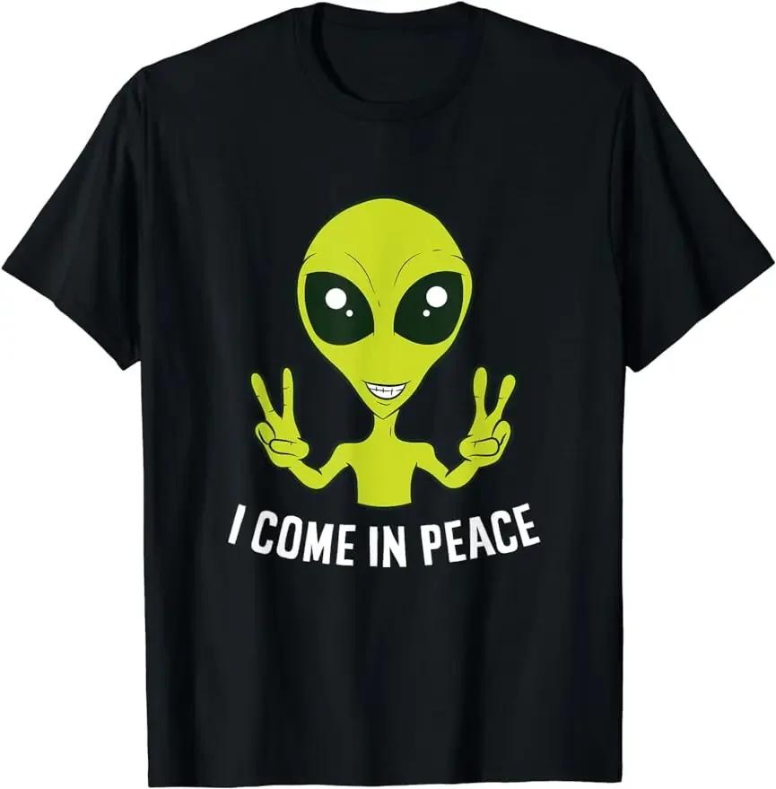 

Cute Alien I Come In Peace Space Rave EDM Music Alien TShirt Graphic Tee Fashion Short Sleeve Novelty Unisex S