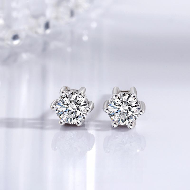 

Классические серьги-гвоздики с шестью когтями, женская мода, простые геометрические универсальные украшения для ушей из циркония