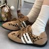 Retro Leopard Print Lace-up German Training Shoes Women's 2025 Early Autumn New Bo Bottom Inner Height-increasing Racing Shoes Sports Casual Shoes