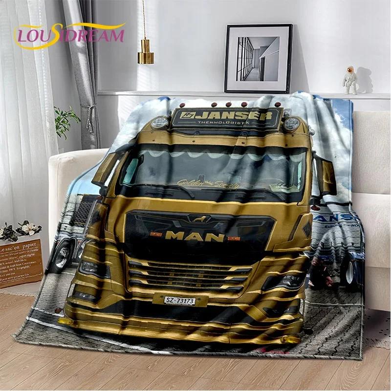Coperta morbida in flanella 3D con motivo Camion per Letti Camera da letto Divano Picnic, Coperta da lancio per Coprire Tempo libero all'aperto Riposo Regalo