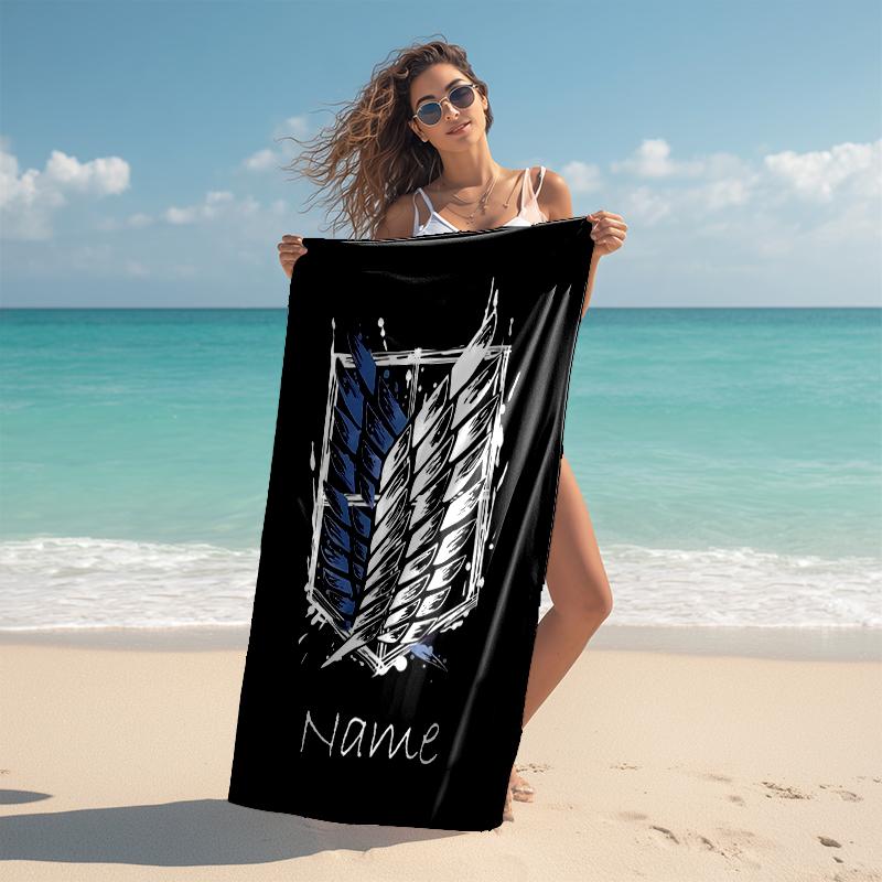 Personalized customized proof beach towel with Attack on Titan pattern - soft, absorbent, quick-drying, perfect swimming, camping&bathing