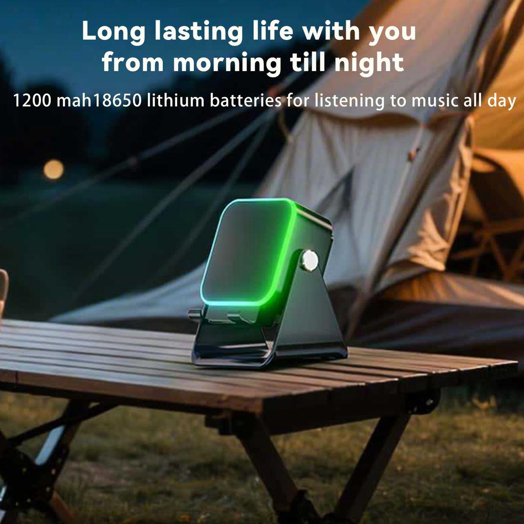 Alto-falante Bluetooth Sem Fio 5 em 1 com Suporte para Telefone Possui Suporte Ajustável 360° e Luzes Coloridas Longa Duração da Bateria com Graves