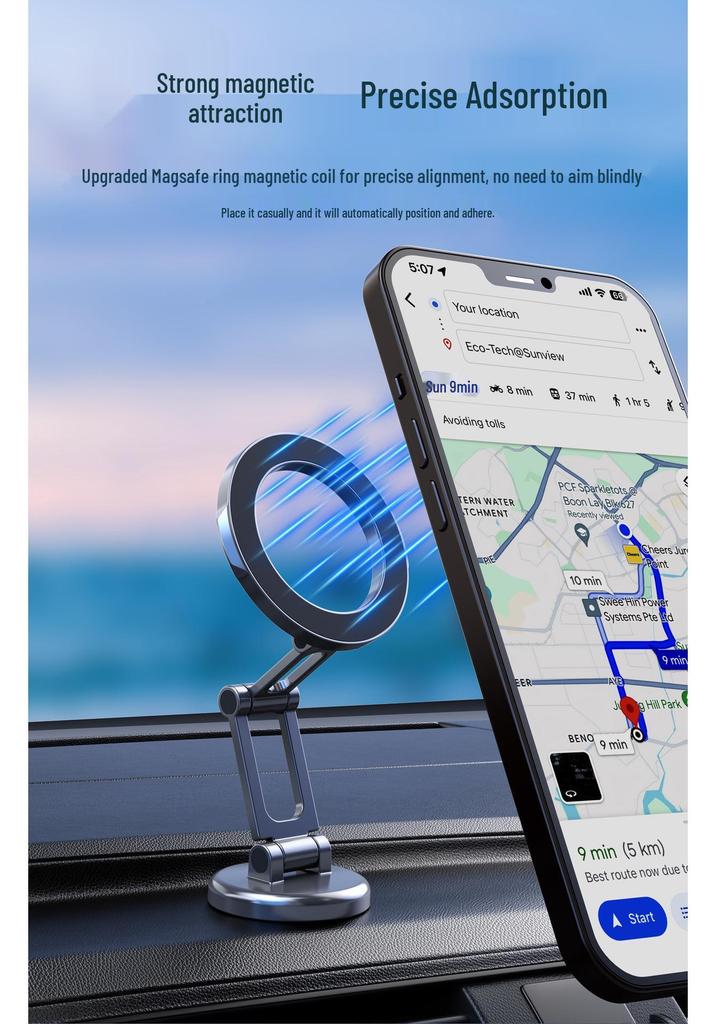 Double Foldable Magnetic Car Dashboard Phone Holder - High-End Rotatable Design