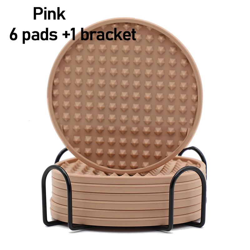 6pcs Silicone Coasters Round Heat Resistant Rubber Tea Cup Mat Drink Coffee Mug Glass Beverage Holder Pad Decor Table Mat 10cm