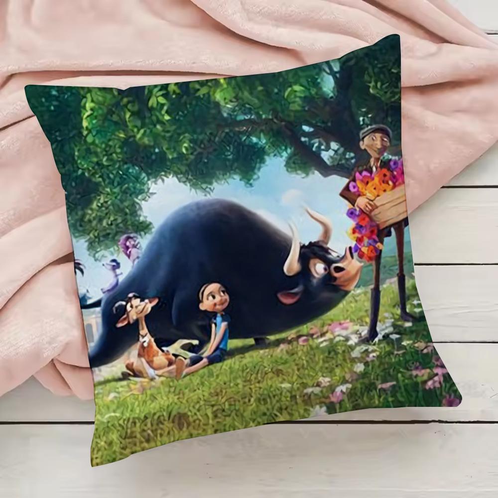 Niedlicher Cartoon Ferdinand Kissenbezug Kissenbezug Anti-Hausstaubmilben Kissen Unsichtbarer Reißverschluss seidiger kurzer Plüsch Sofakissenbezug