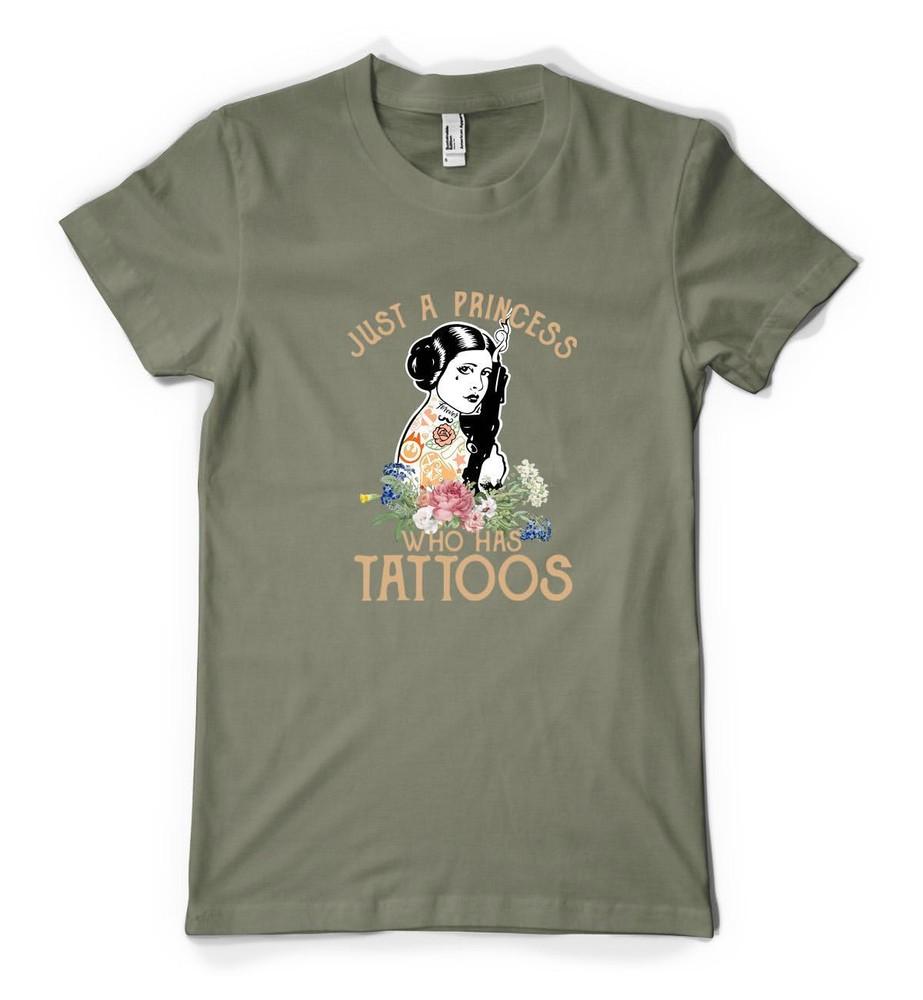 

Leia Just A Princess Who Has Tattoos Flowers Personalised Unisex Adult T Shirt 2XL