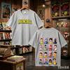 Yenilmez Çift Taraflı Baskılı Tişört Ön Harf Arka Karakter Izgara Çizgi Roman Oversize Grafik Tişört Unisex Günlük Sokak Giyim Anime