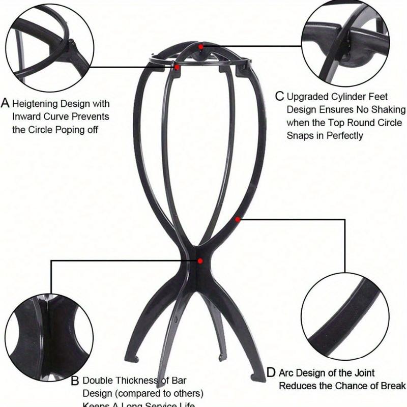 Collapsible Wig Stand for Women, Portable Wig Holder for Styling and Travel, 13.8 Inch Wig Display Head for Multiple Wigs