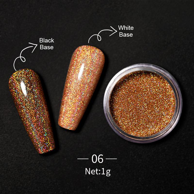 Nail Art Aperture Laser Powder, Nail Art Aurora Colorful Diamond Glitter, Rainbow Powder Metal Electroplated Nail Powder