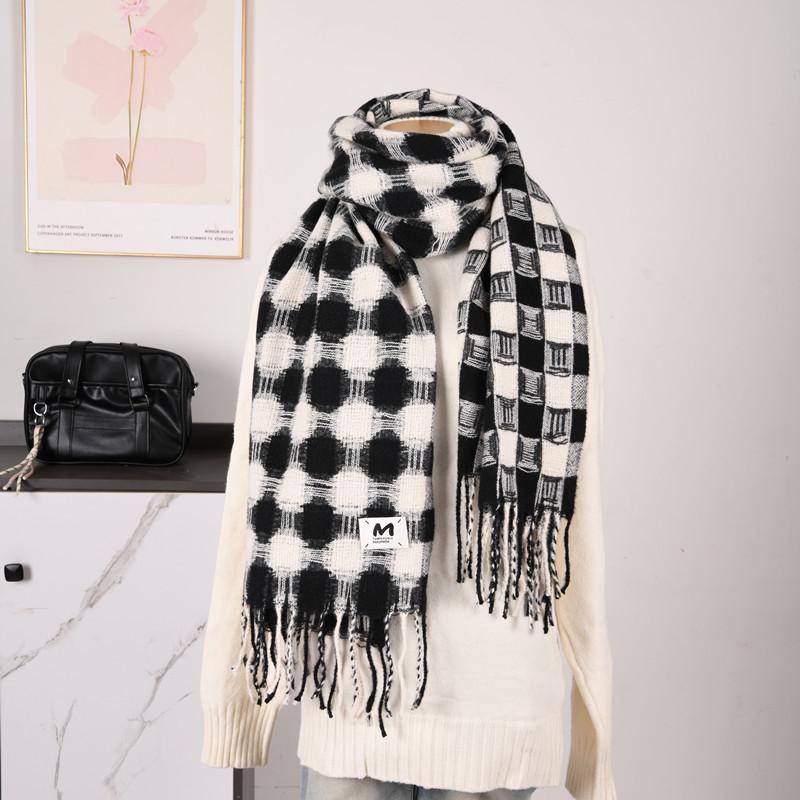 Hochwertiger Schal im koreanischen Stil mit Karomuster: Warmer, verdickter Kaschmir-ähnlicher Schal für Studenten und Paare