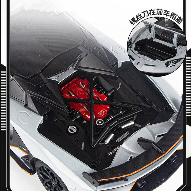 Large Size 1/18 Lamborghini Aventadors SVJ 63 Alloy Sports Car Model Diecast Metal Toy Racing Car Model Simulation Sound and Light Kids Gift