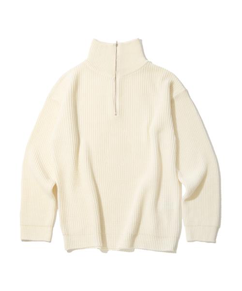 U And Lc Half Zip Solid Knit (Cream) Cream/L