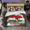 Hungary Football Pattern 3 Pieces Bedding Set Soft Microfiber Duvet Cover with Pillow Cases for Bedroom