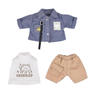 Obitsu 11 OB11 Size Outfit Set for 11cm Obitsu Doll Body: Shirt, Sleeveless Pants, Bucket Hat with Jump Rings (3-Piece Set)