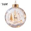 Decorative Snow Ball Pendants Christmas Ornament with LED Lights, Scene Acrylic Clear Holiday Decor, Shatterproof Xmas Tree Hanging Sphere Pattern
