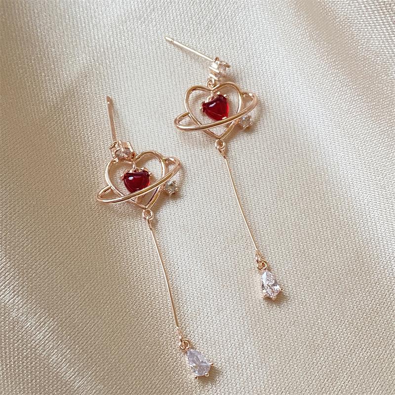 ZAKOL New Elegant Geometric Heart Crystal Long Drop Earrings For Women Cute Delicate Zircon Party Pendientes Zircon