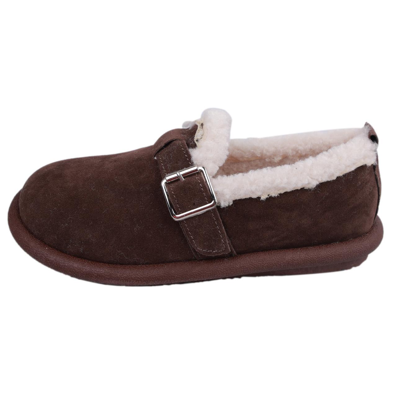 

Женские зимние теплые плюшевые туфли без застежек с круглым носком Женские ортопедические туфли без застежек с плюшевой подкладкой Ретро-лоферы с пряжкой и круглым носком 39