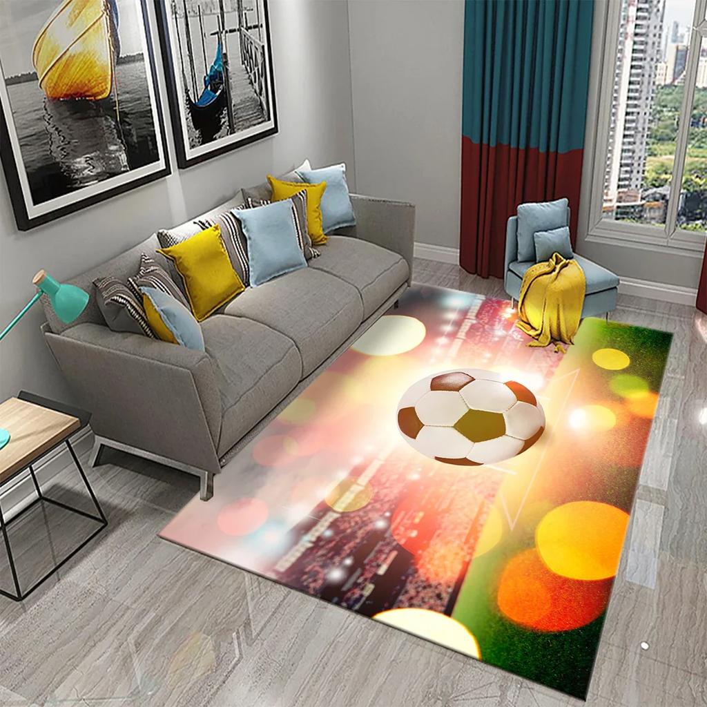 3D Football Pattern Carpet Living Room Large Carpet Children's Bedroom Kitchen Bathroom Entrance Anti-slip Home Decor Mat Carpet