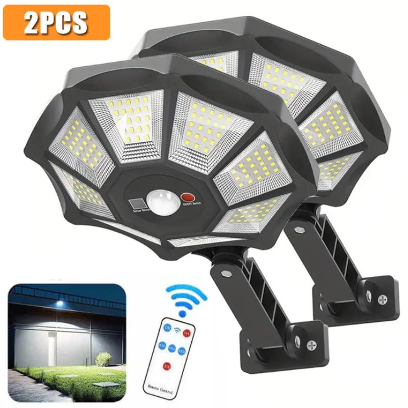 

Вуличні сонячні ліхтарі 6500K 168 світлодіодні прожектори вуличні з датчиком руху Водонепроникний вуличний ліхтар на сонячній батареї для вулиці, парковки, басейну, двору 2Pcs-with remote