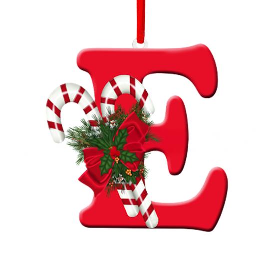 Christmas Acrylic Letter Hanging Decoration Car Rearview Mirror Xmas Tree A to Z Alphabet