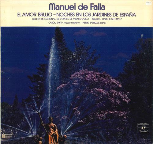 

LP Record DAVID JOSEFOWITZ, ORCHESTRE NATIONA - De Falla El Amor Brujo / Noches En SMS2722 CONCERT HALL 1959 Europe Classical Used